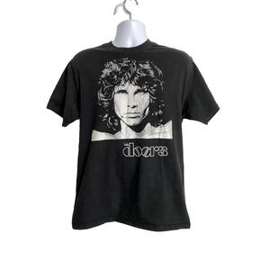 Jim Morrison T Shirt Mens Black Silver Size Large The Doors Short Sleeve